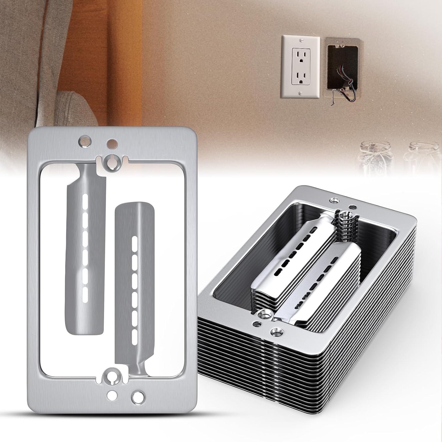 15 Pcs Low Voltage Mounting Bracket 1 Gang,Single Gang Drywall Brackets,Low Voltage Box Brackets for Drywall Outlet Cable Pass Through Wall Plates,Fixing Loose Outlets or Adding New Outlet