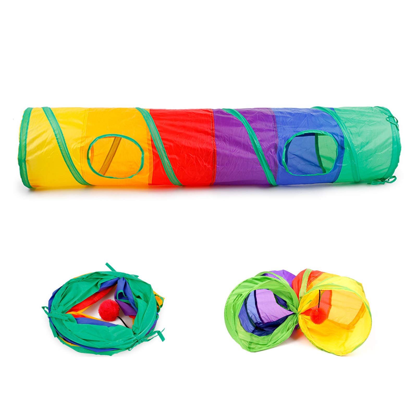 32 juguetes interactivos para gatos, juguetes para mascotas, túnel plegable de arco iris, varita interactiva de plumas de gato, juguete de plumas esponjosas, bolas arrugadas, juego de campana para