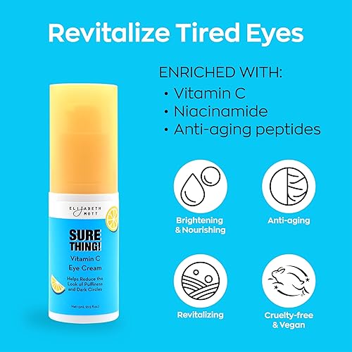 Vista 3 de Elizabeth Mott Sure Thing - Crema de ojos con vitamina C, tratamiento hidratante e iluminador para ojeras e hinchazón, vegano, sin fragancia