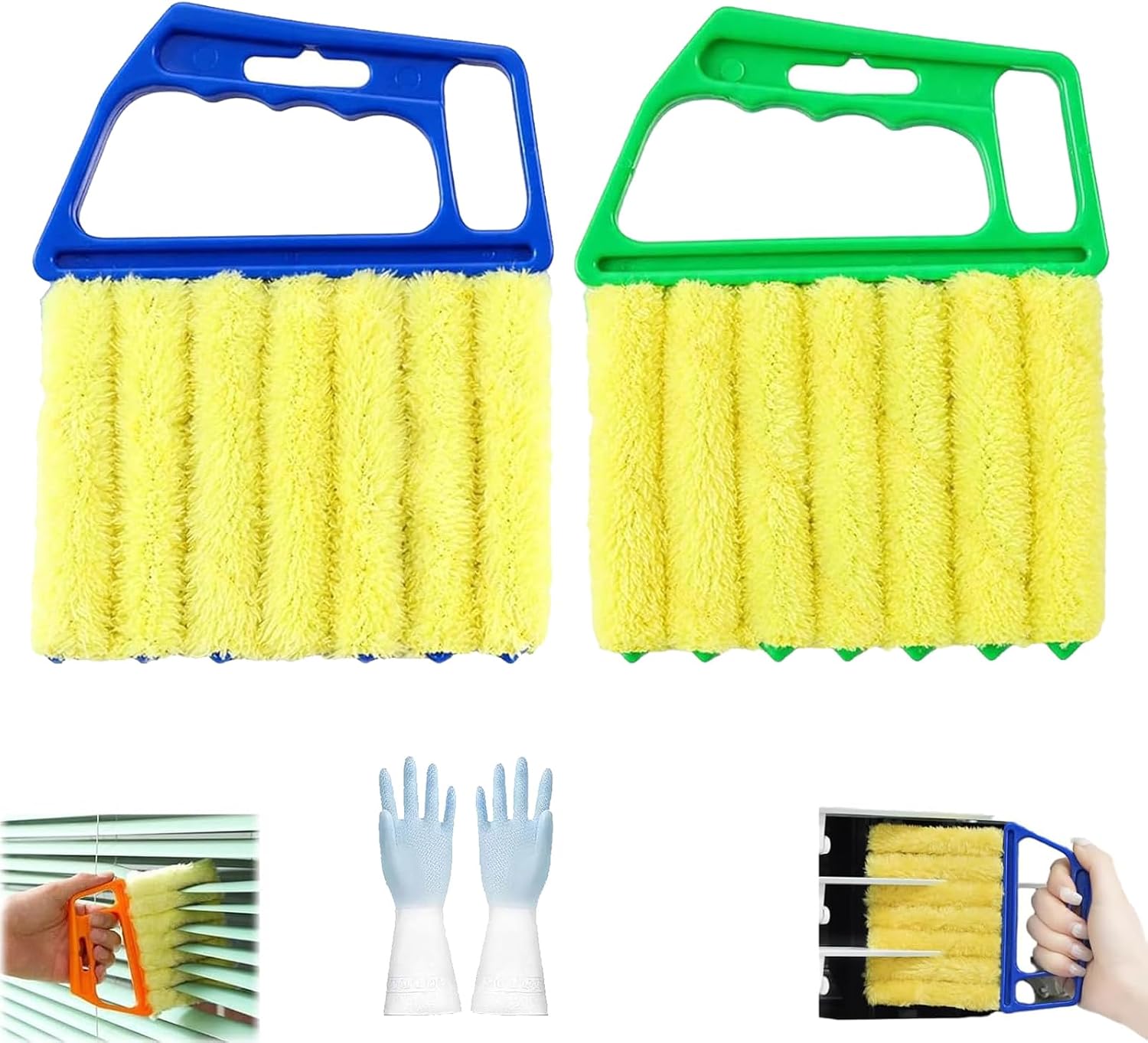 7 Finger Blind Cleaner Duster Tool, Blinds for Indoor Windows, Washable Microfiber Window Blinds Cleaning Brush for Venetian for Wood Blinds Air Conditioner Car Vent Fan (C)