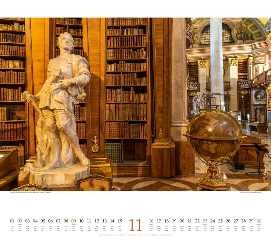 Welt der Bücher Kalender 2025, Wandkalender im Querformat (54x48 cm) - Mit den eindrucksvollsten Bibliotheken und Büchereien der Welt