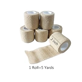 Transun Moo 6 Pack 2 x 5 Yards Self Adhesive Bandage Wrap Breathable Cohesive Vet Wrap for Pets, Elastic Self-Adherent Tape for Sports, Wrist, Ankle (Skin Color)