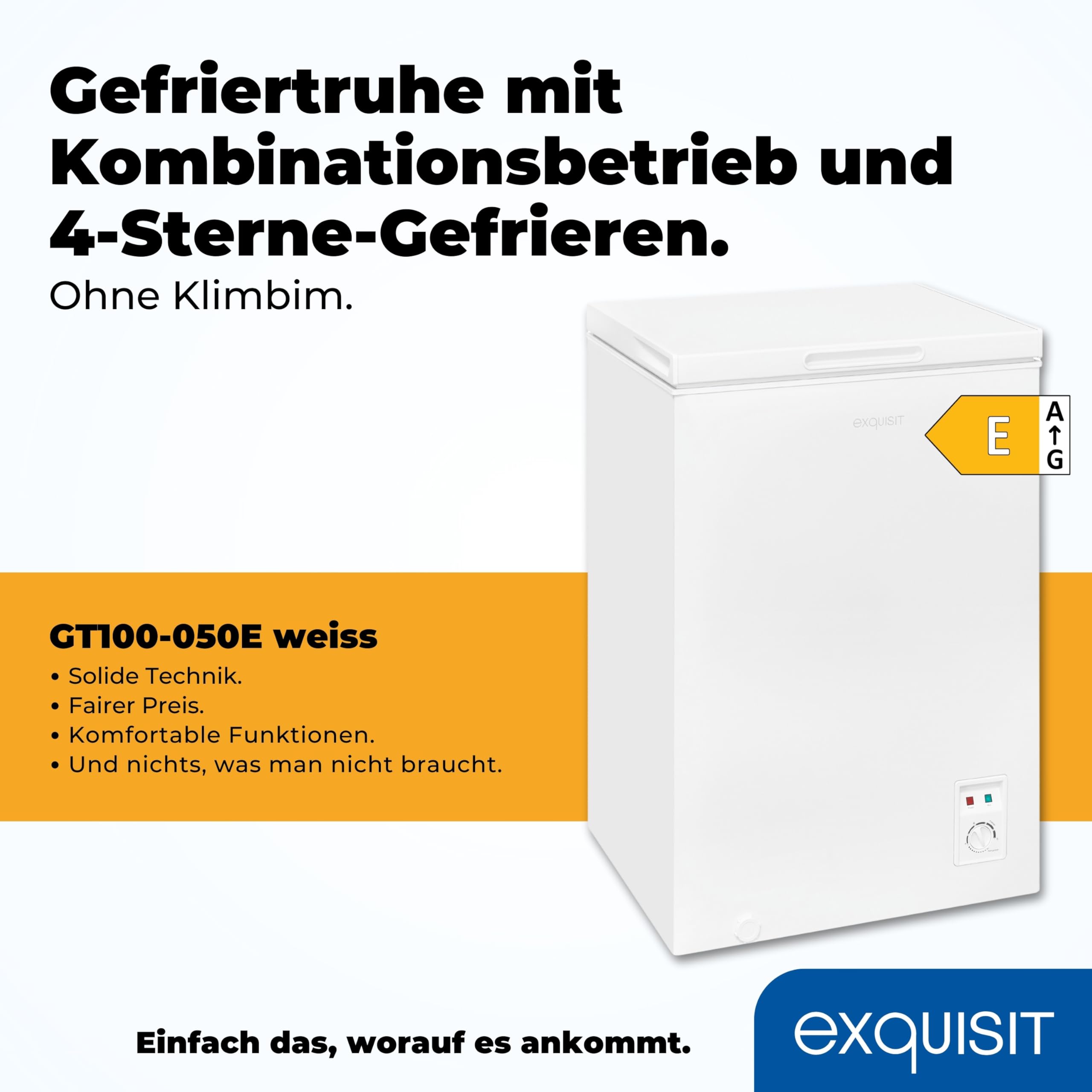 Exquisit GT100-050E Gefriertruhe - 99 Liter 2-in-1 Tiefkühltruhe & Kühlen