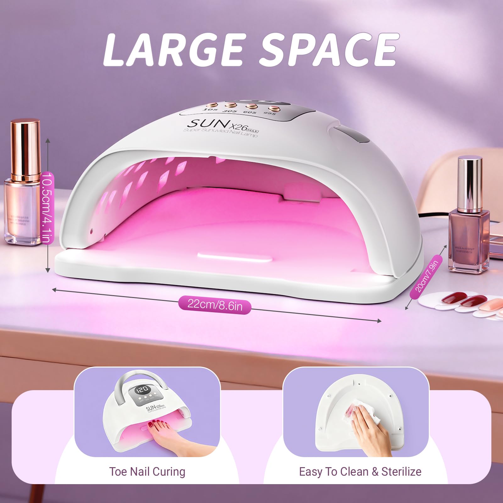 380W UV LED Lamp per Unghie, con 81 Perle/4 Impostazioni Temporali, Asciugatrice LED per Gel Vernice con Sensore Automatico, Display LED, Lampada UV Portatile con Maniglia per Unghie in Gel