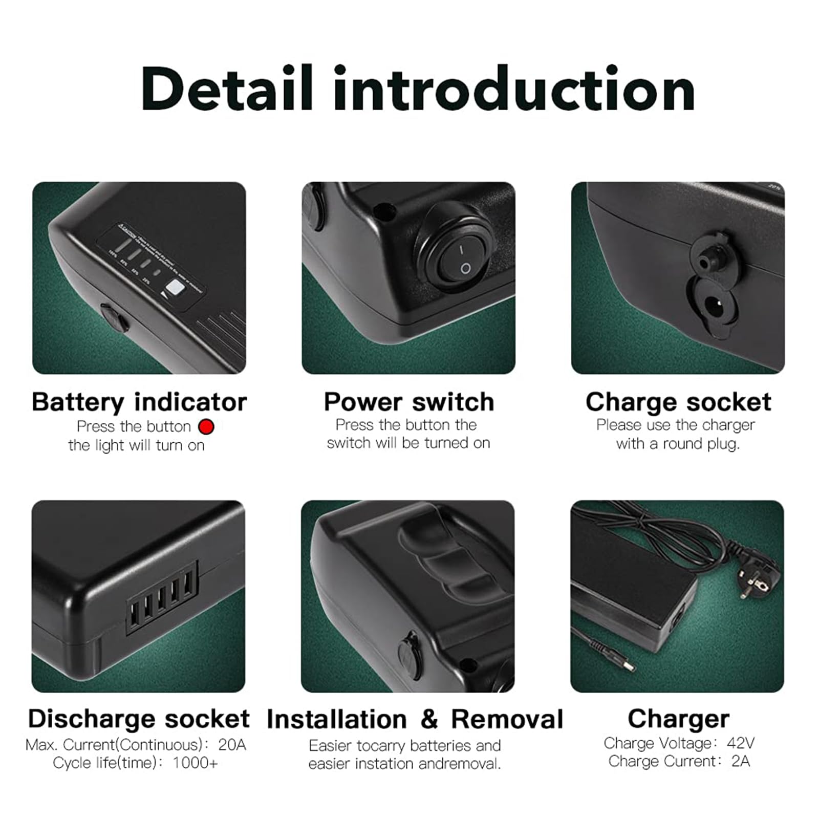 SDTYYP 36V 14Ah / 48V 10.5Ah E-Bike Batteria agli Ioni di Litio con, sul Portapacchi Posteriore per Bici Elettriche MIFA, Rehberg, Zündapp