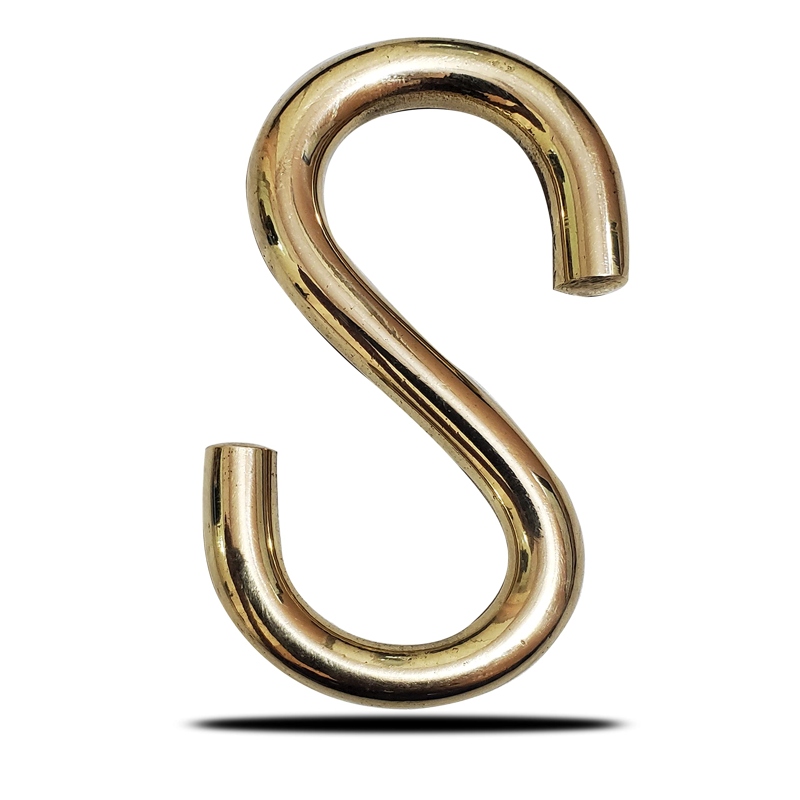 Brass S Hooks for Hanging 1 Piece (Heavy Duty- Pure Brass)