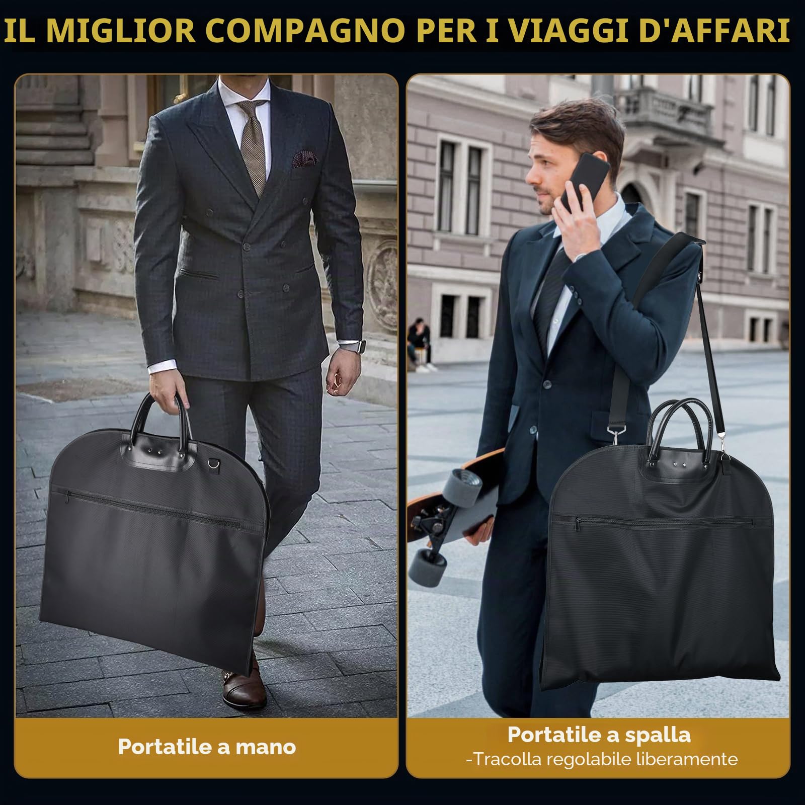 ecooe Porta Abiti da Viaggio 110 x 60cm, Custodia Abiti con Scomparto per Tracolla, Anti-rughe per Borsa per Abiti, Ispessimento per Custodia per Vestiti, per Viaggi d'affari Viaggi Matrimoni Feste