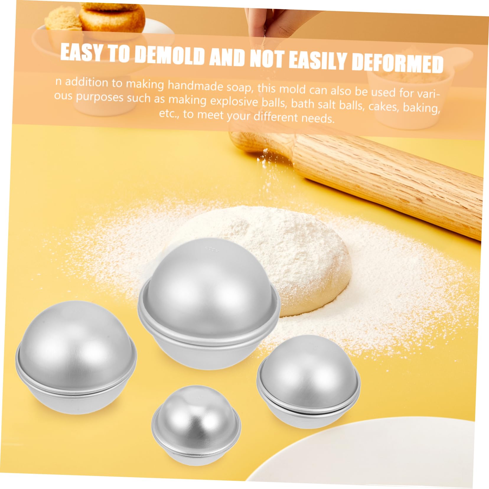 Housoutil 16 Paires Moule à Gâteau Aluminium Moule Forme de Boule pour Artisanat et Gâteaux pour et Boules de Bain