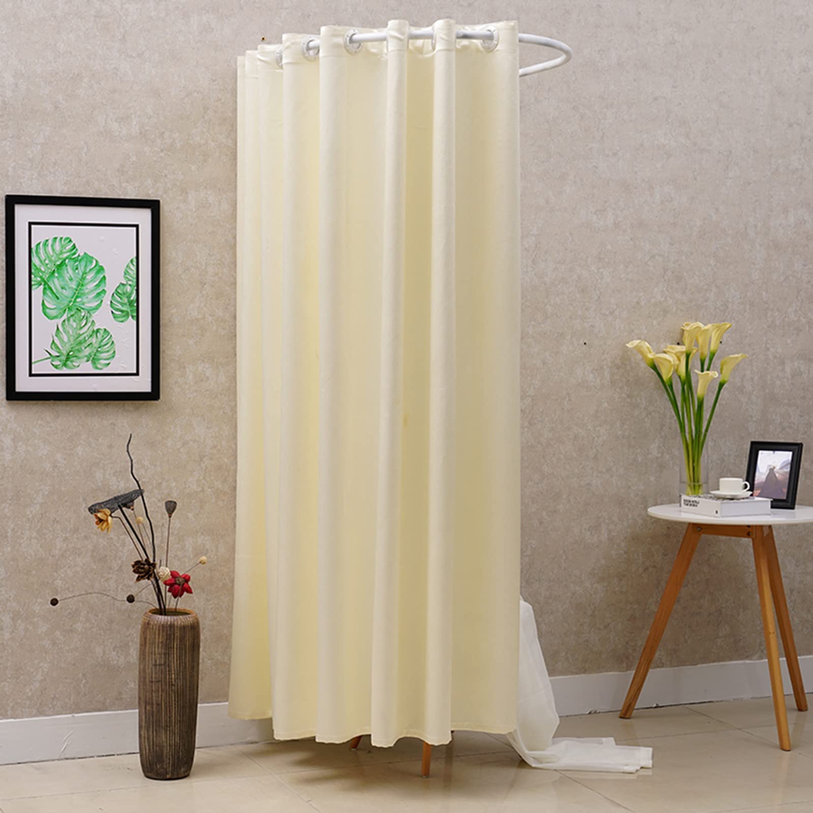 Cabine d'essayage murale ronde en métal couleur crème pour boutique