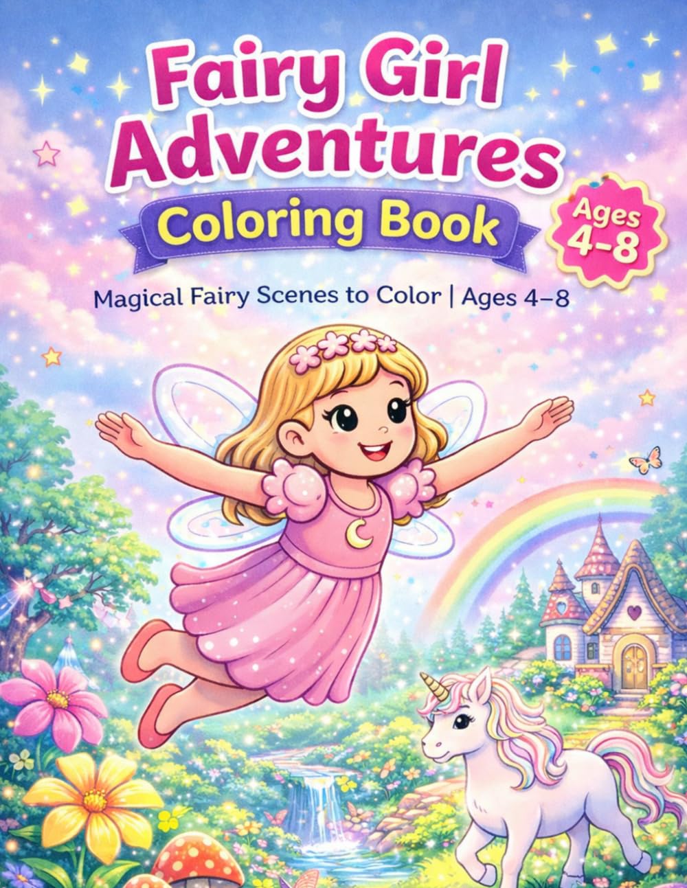 Fairy Girl Adventures Coloring Book: Enchanted Forests, Fairy Friends, and Fantasy Adventures for Kids 4-8 (Magical Adventures Coloring Book Series for Kids Ages 4-8)