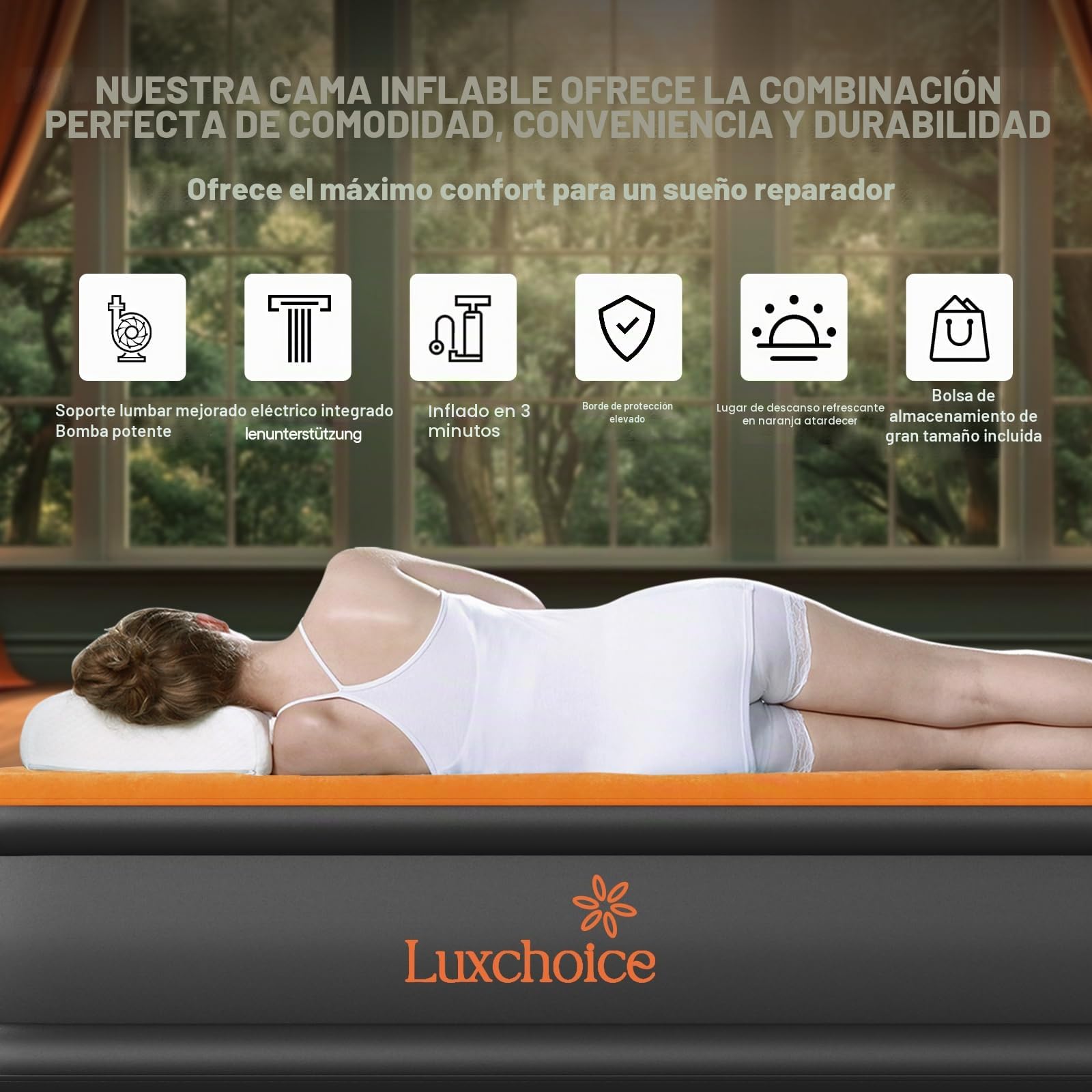 Luxchoice Cama de Aire Colchón de Aire Autoinflable con Bomba Eléctrica Cama de Invitados Premium Colchón Inflable para Camping o Uso Doméstico