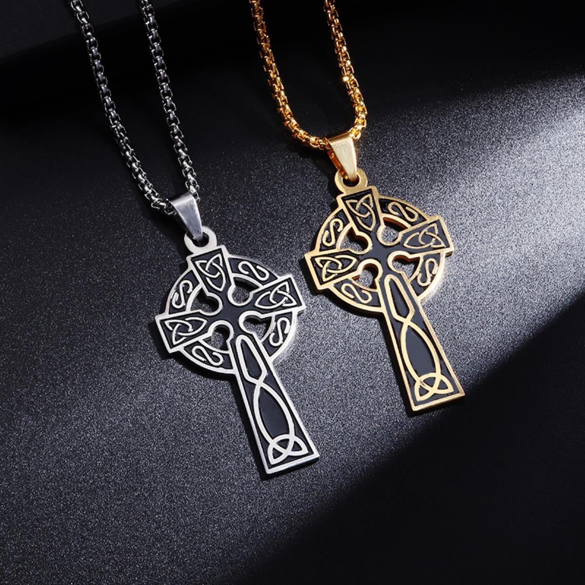 Collana Uomo Croce Celtica KIKUCHI - Acciaio Inox, 60 Cm - Regalo Personalizzabile