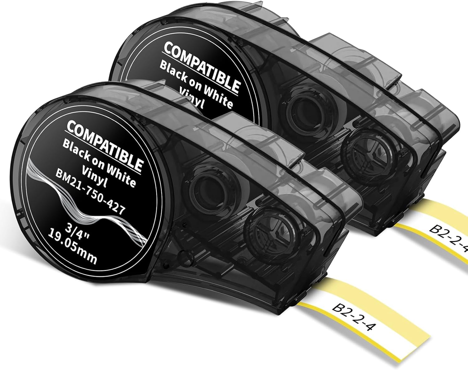 MarkDomain Etichette autolaminanti compatibili con avvolgimento filo, nero su bianco (1,9 x 14 ') per pannelli elettrici di controllo, funzionano con stampanti per etichette BMP21-PLUS, BMP21-LAB0