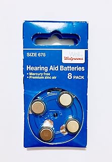 Walgreens Hearing Aid Batteries, Zero Mercury, #675, 8 ea
