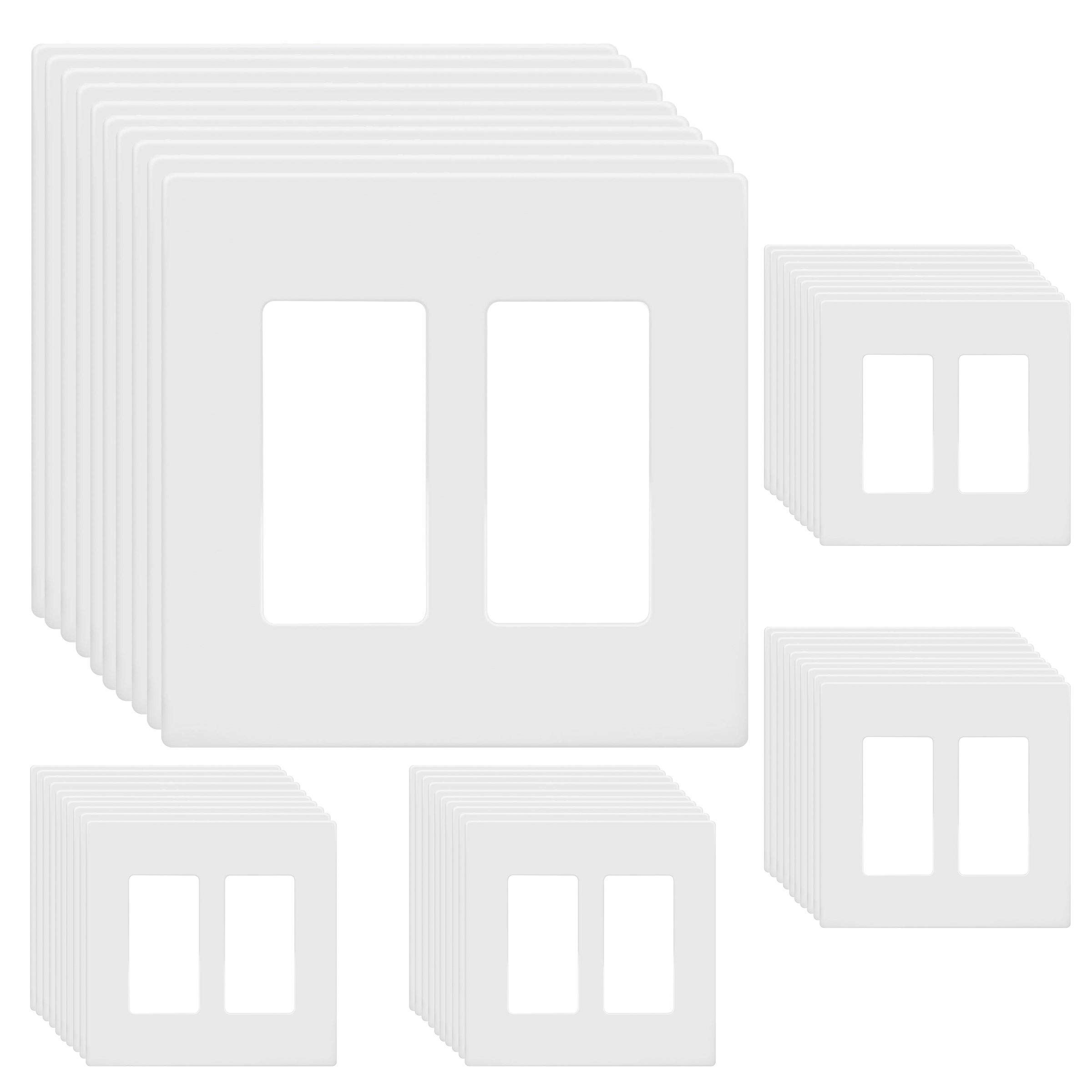 ENERLITES 2-Gang Midsize, Light Almond Decorator/Rocker, Plastic Polycarbonate, Screwless Wall Plate (5-Pack) SI8832M-LA-5PCS - The Home Depot