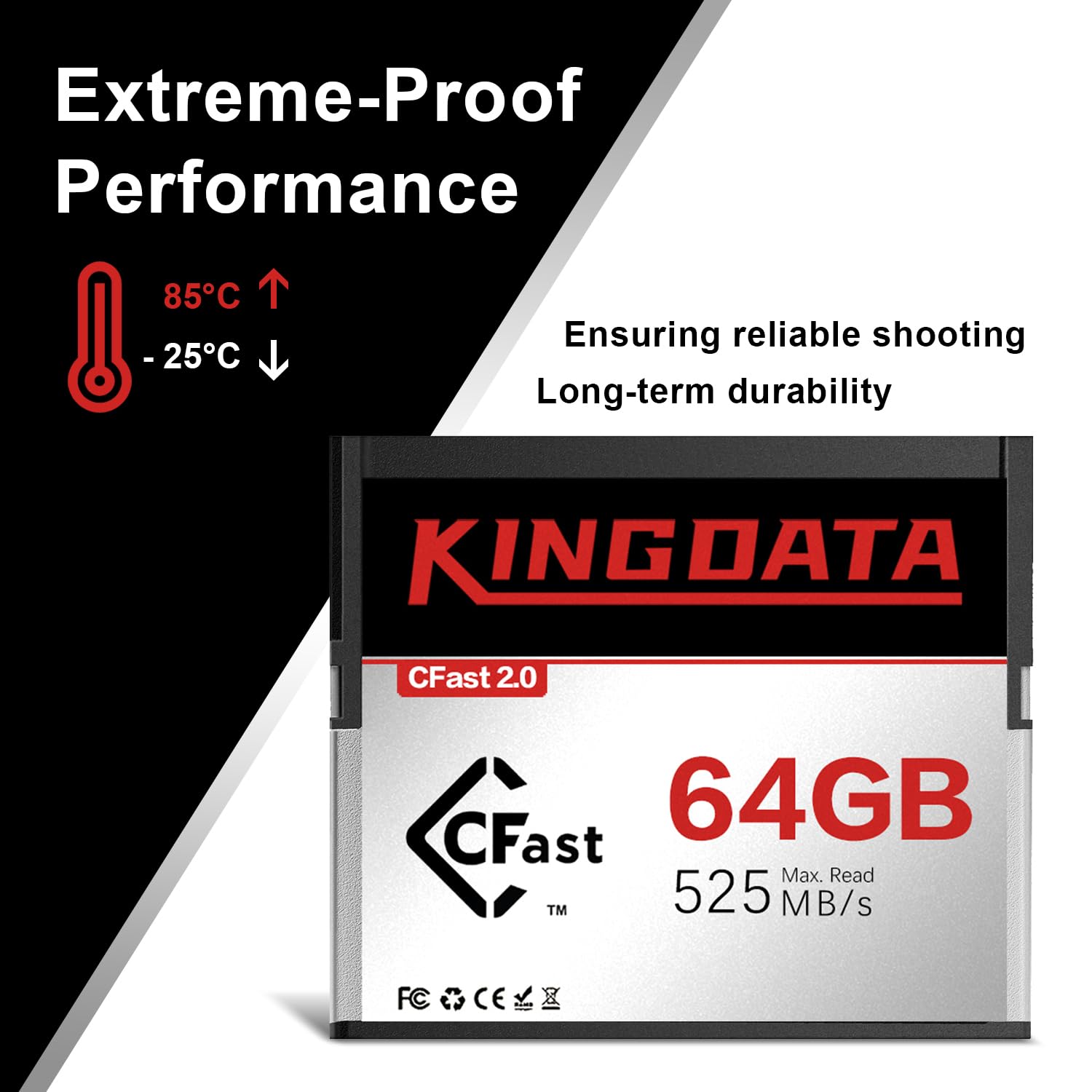 CFast 2.0 - Scheda di memoria 64 GB, ad alta velocità, per video 4 K, registrazione HD, compatibile con fotocamere professionali