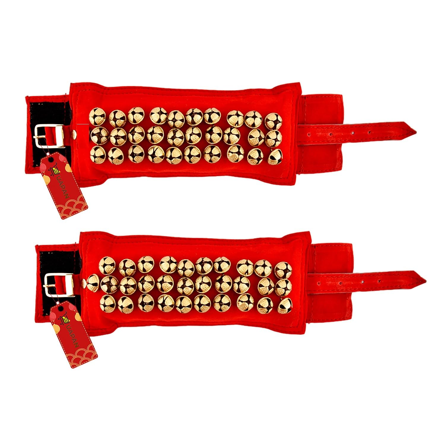 UAPAN 3 line Ankle Bells Velvet Pad for Classical Bharatanatyam Kathak Dance with Adjustable Strap (Velvet Belt with Velcaro)-image-10