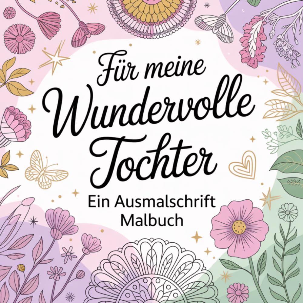 Für meine wundervolle Tochter: Ein Ausmalschrift Malbuch für Mädchen ab 10 Jahren
