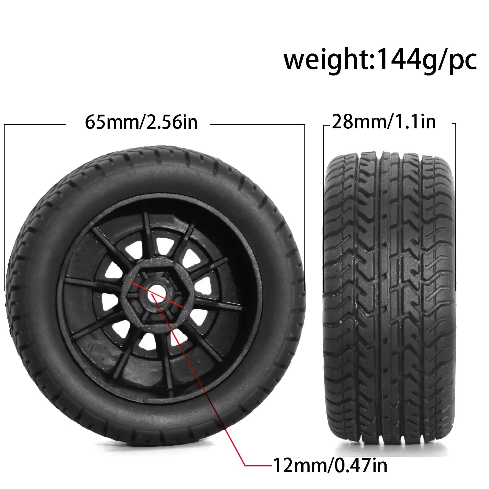 RC Pneumatici Ruote per 1:14 1:16 Cerchi Esagonali Universali in Gomma per Camion RC 4WD Telecomando Fuoristrada Accessori per Auto Parti