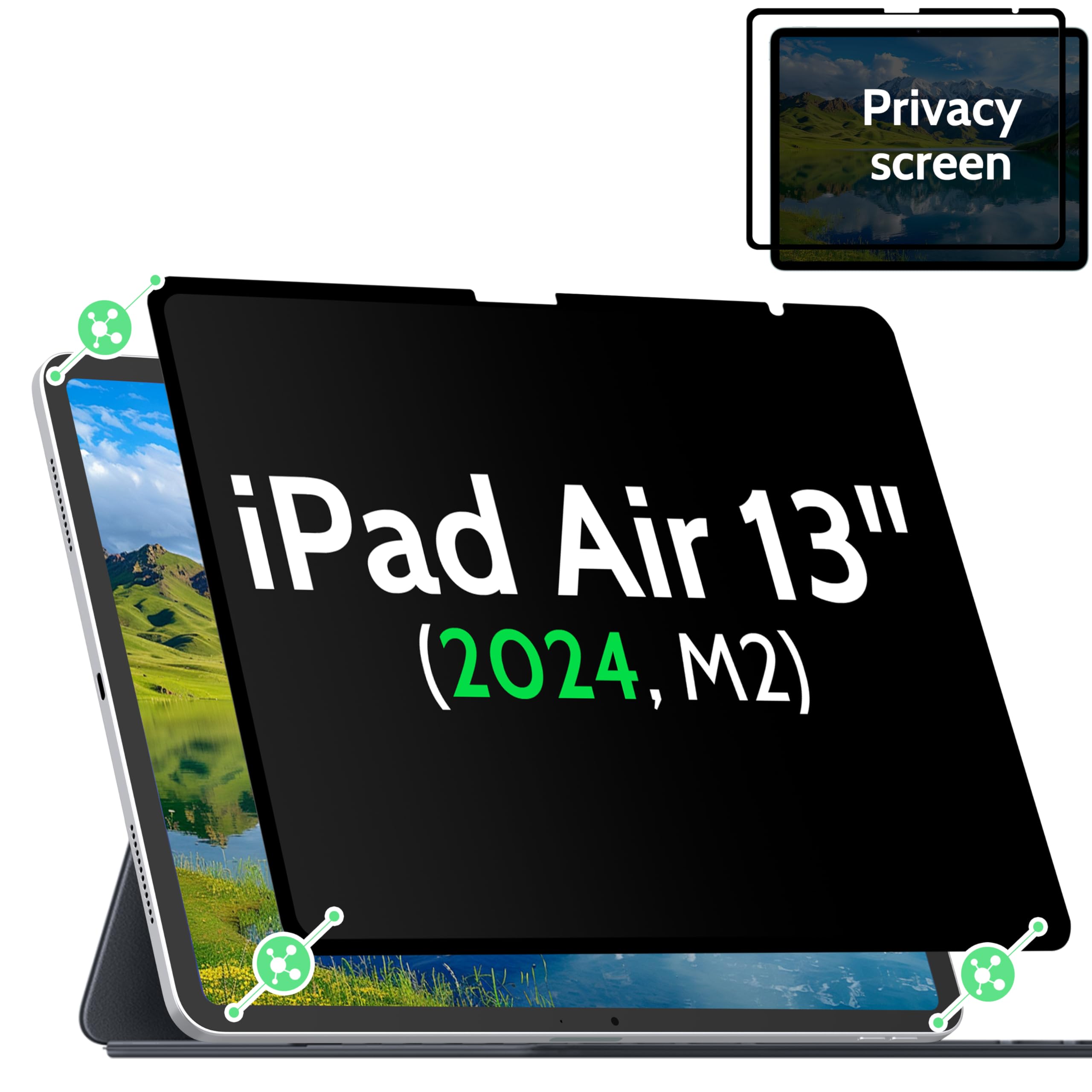 Privacy Screen Protector Compatible with iPad Air 13 In ,Removable iPad Air 13 Inch M2 / M3 (6/7th Gen ,2024/2025) Screen Protector, Anti-Glare Blue Light Film, Bubble Free Anti-Scratch Privacy Filter