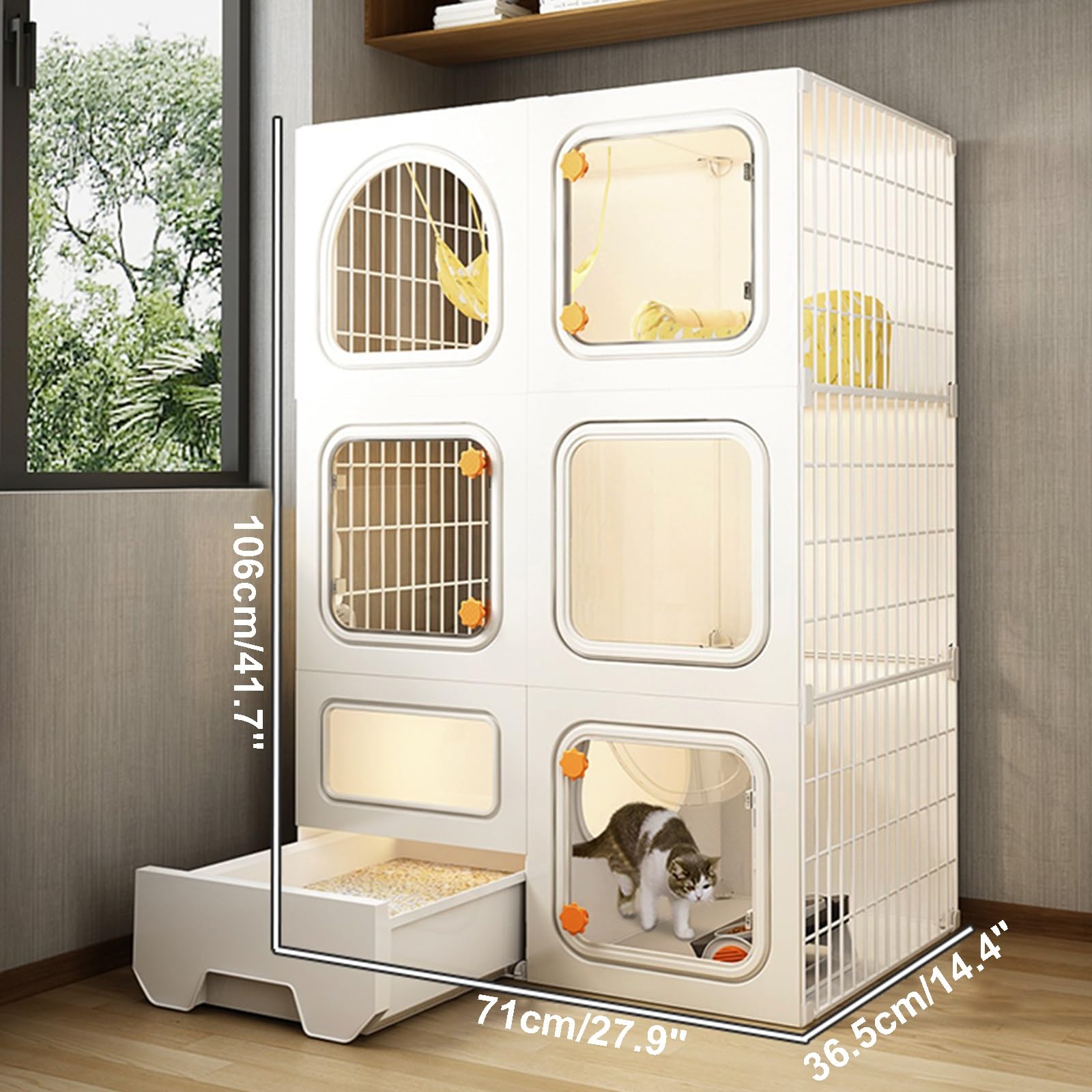 Jaulas para Gatos de Interior Grandes con Caja de Arena, casetas de Metal Desmontables para Gatos, recintos para Gatos, Jaula para Mascotas ensamblada en casa para Mascotas en Inte