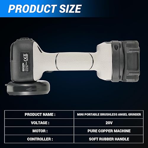 Miniatura 6 de Amoladora angular sin escobillas, mini amoladora angular inalámbrica cepillada con 2 discos de 5 cortes, batería de 16.8 V 2000 mAh, amoladora