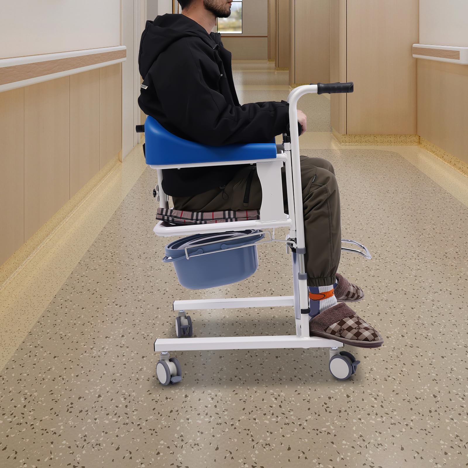 Siège élévateur de patient, capacité de charge de 90 kg, fauteuil roulant hydraulique, fauteuil roulant, multifonction, avec pot portable, pour les familles, les maisons de retraite, les hôpitaux