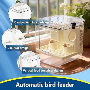 No Mess Bird Feeder for Cage, Hanging Bird Bath for Cage for Lovebirds, Finches, Parakeets, Budgies, and Other Small to Medium Birds
