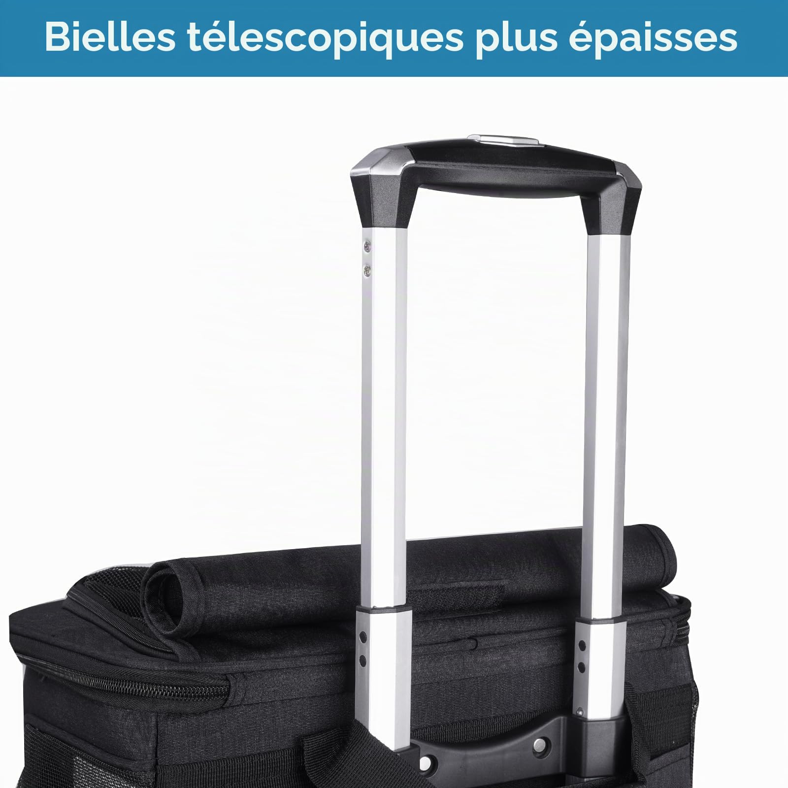 Sac à Dos Double 2 en 1 pour Petits Chats et Chiens Sac à Dos de Transport à Double Compartiment a roulettes Sac Transport Chat pour Les Voyages,Randonnée,Camping, Grande Taille (Noir)