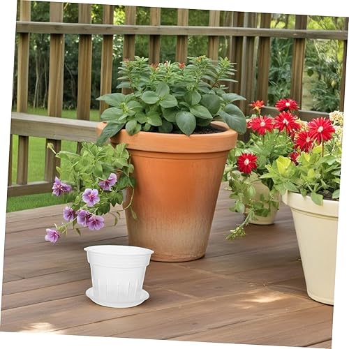 Miniatura 7 de Maceta de orquídeas para interiores, 1 juego de agujeros de ventilación, prácticas macetas redondeadas con bandeja transpirables, macetas