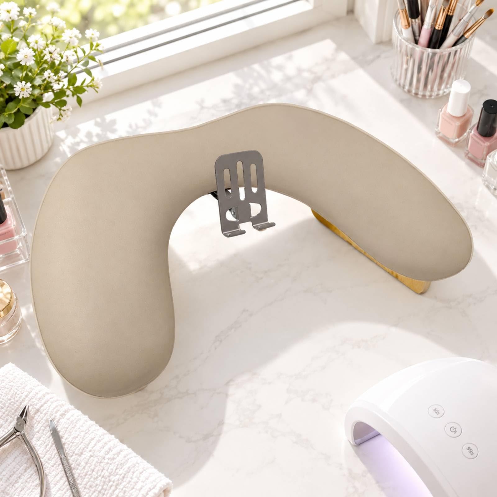 perfeclan Reposa en Forma a Forma Di U Patas Madera Desmontable Apoya con Patas Desmontables Ahorra Espacio para Manicuristas, Manicura en Casa, Estilo B