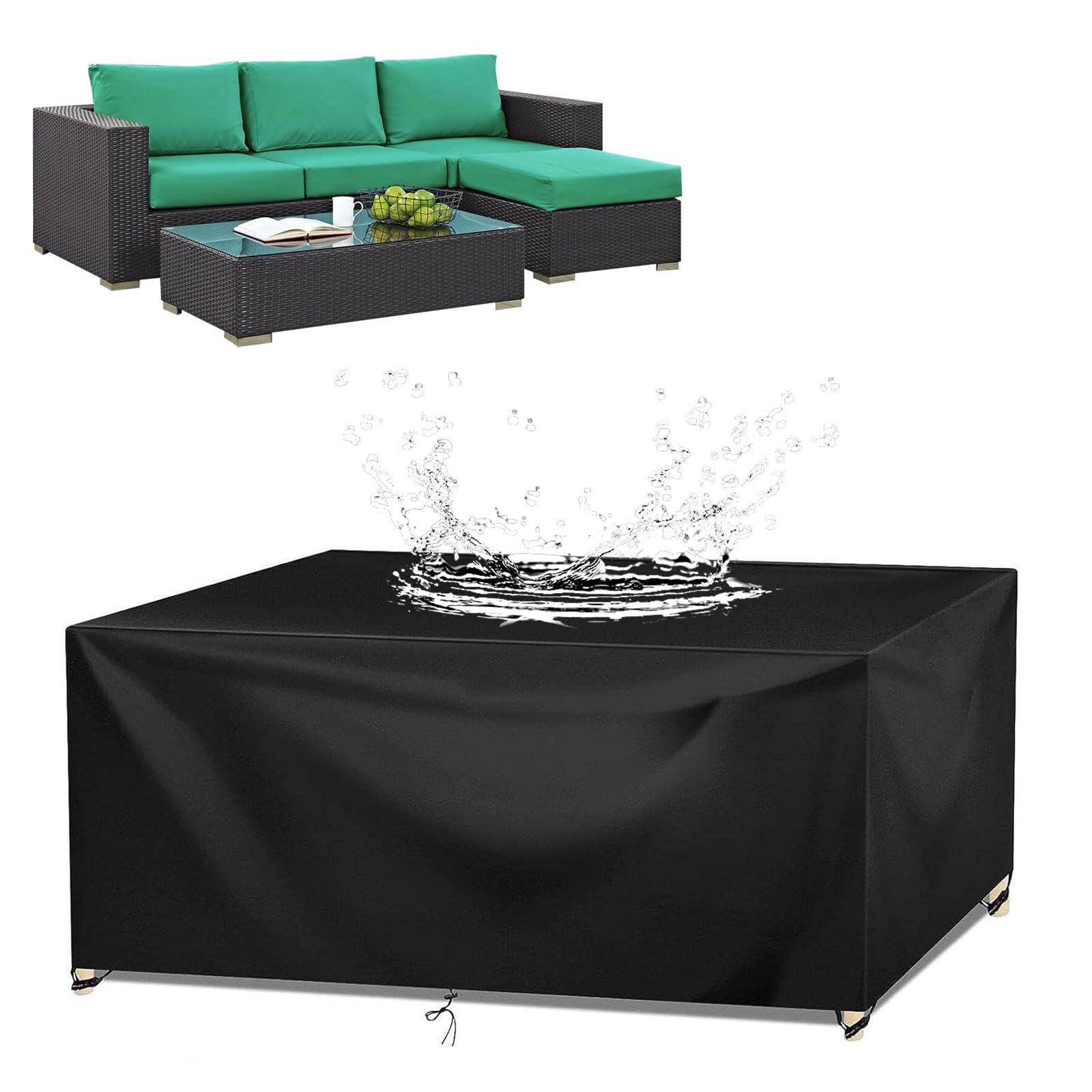 Copertura Per Mobili da Giardino 300x90x50cm 420D Oxford Copertura Protettiva Impermeabile, Copertura Rettangolare per Tavolo da Patio, Copertura Tavolo Esterno, Resistente Ai Raggi Uv Copridivano