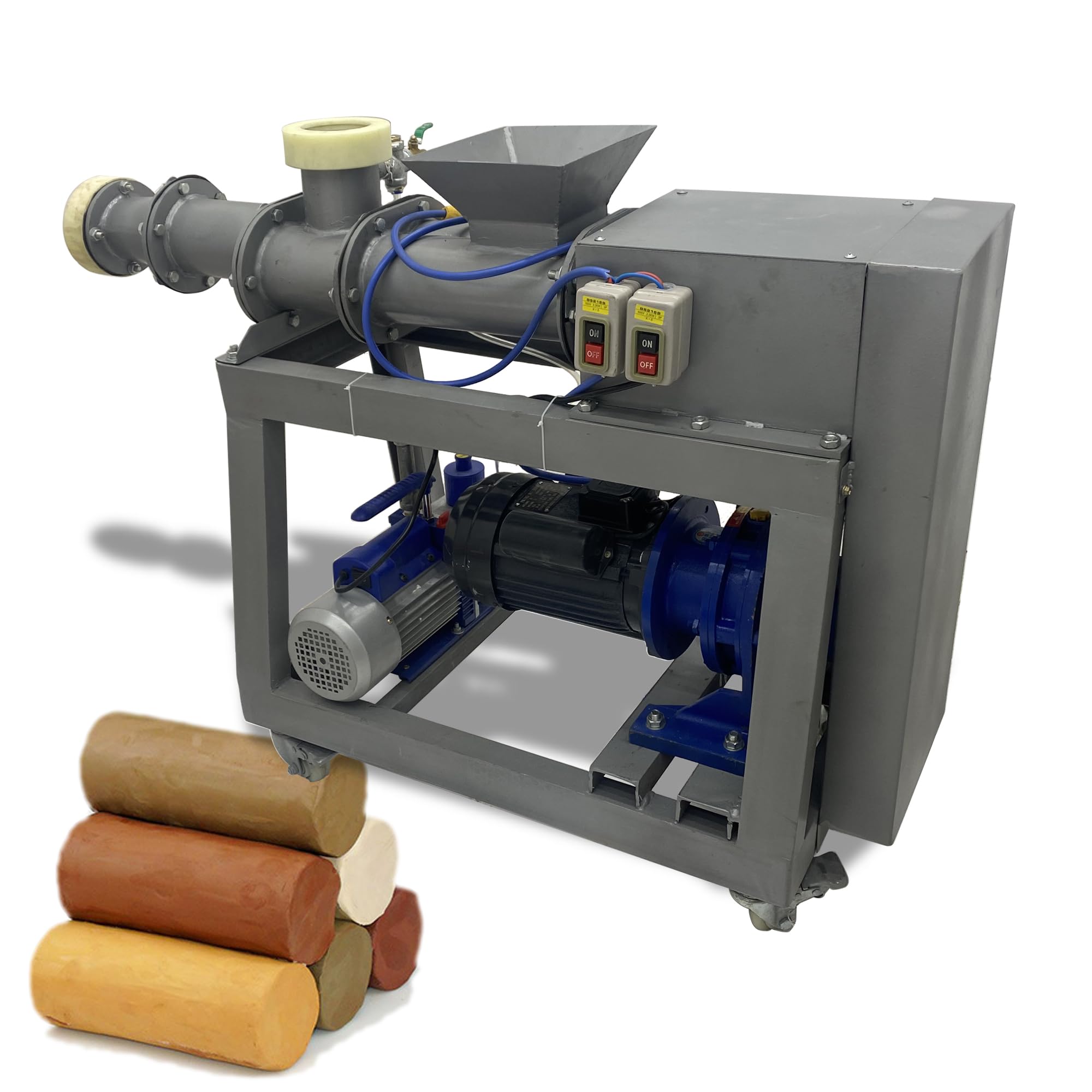 INTSUPERMAI Heavy-Duty Electric Vacuum Clay Extruder, 110V/1500W, Stirring Clay 396lb/h, Stainless Steel Double Shaft for Making Delicate Clay, Clay Mixing Machine