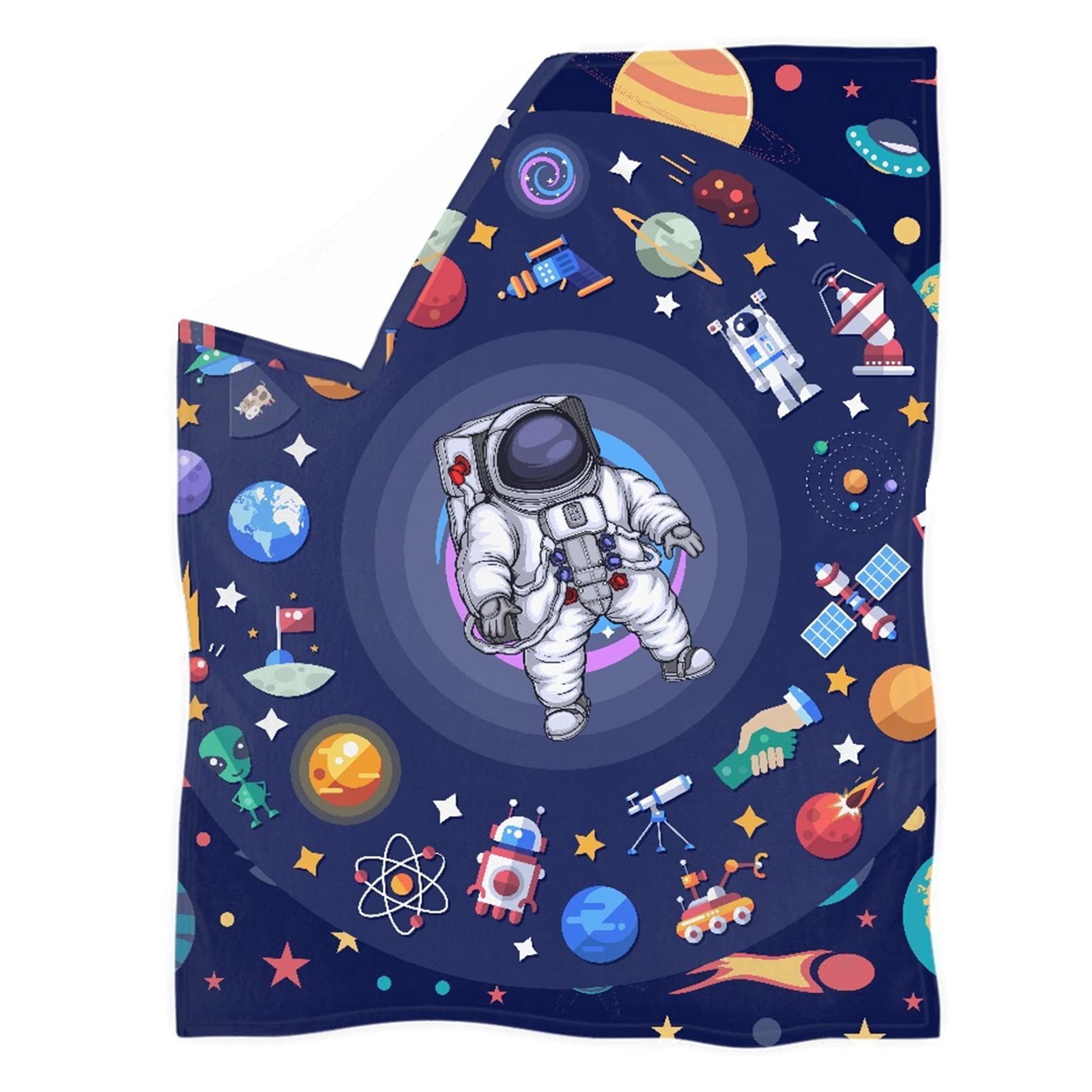 Renewold Sherpa Blanket, Space Blue Print Sherpa Throw Blanket Soft Plush Throw Blanket Blankets, Fluffy Plush Fuzzy All Weather, 27.6x39.4 inch
