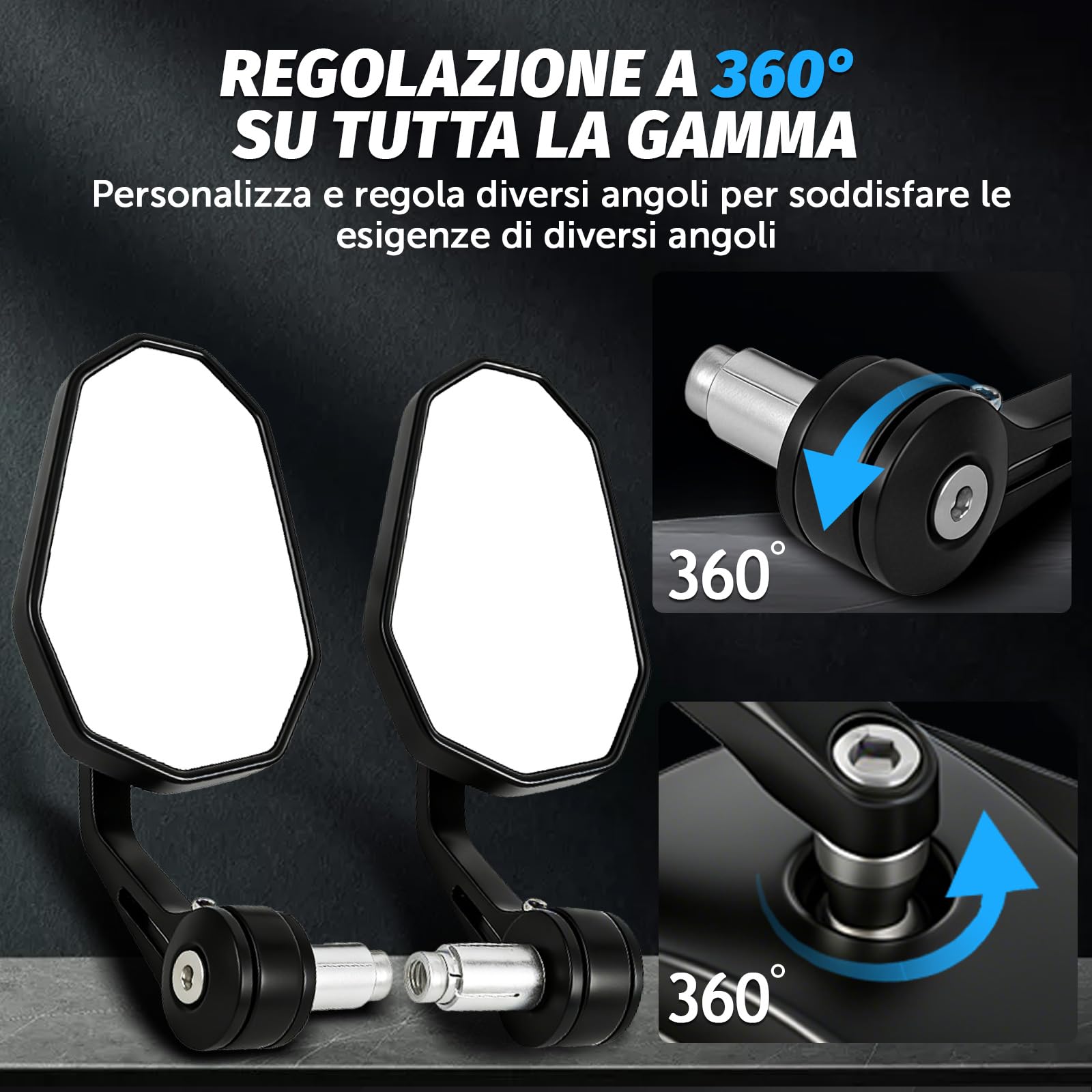 Specchietti Moto Manubrio Omologati Specchietto Moto Specchietti End Bar Universali per Scooter Cruiser Naked