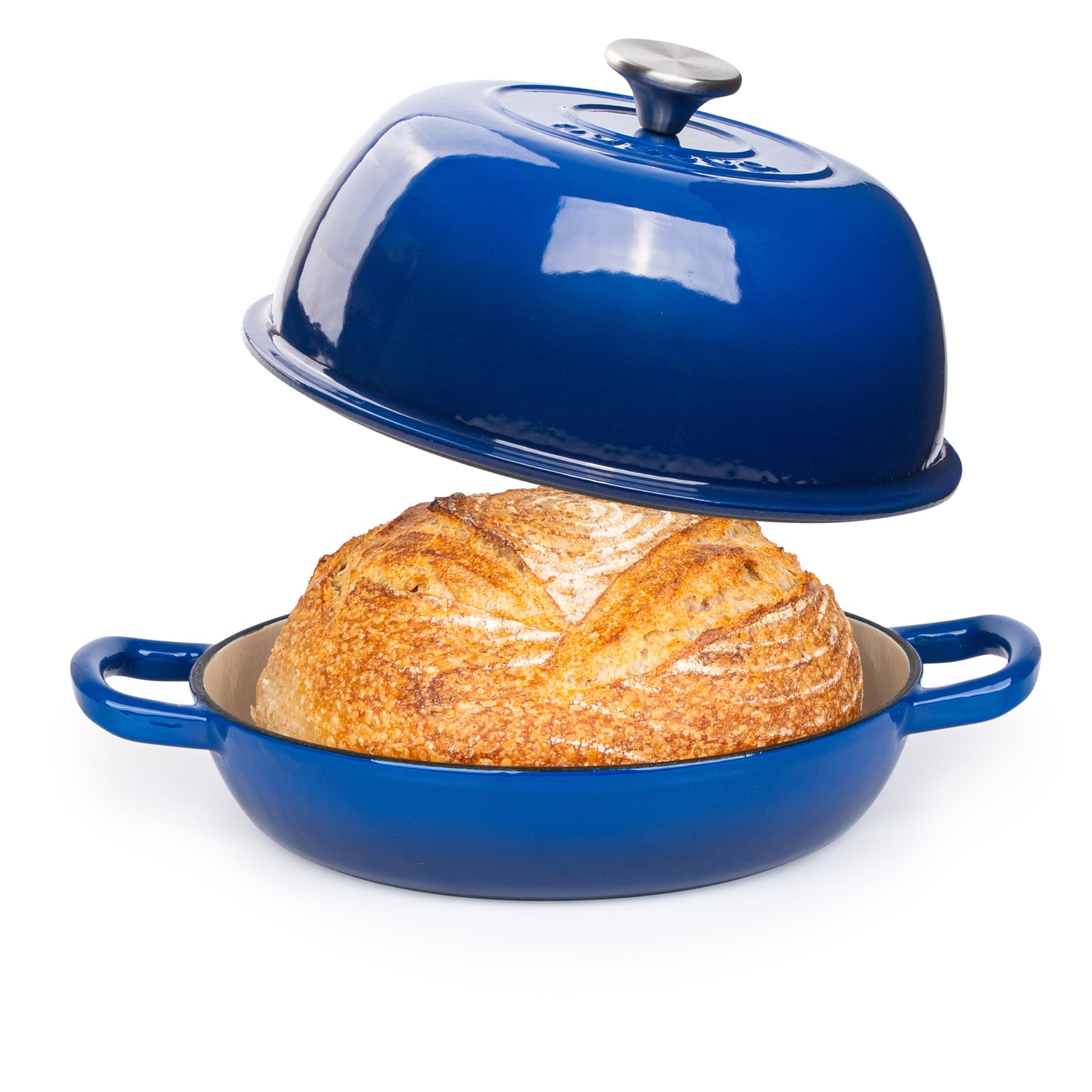Nuovva Enamelled Cast Iron Dutch Oven Pot Dark Blue 6 Quarts