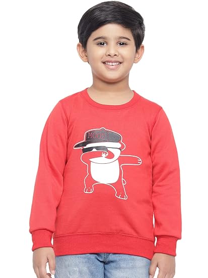 KOTTY Boys Red Fleece Full Sleeve Sweatshirt