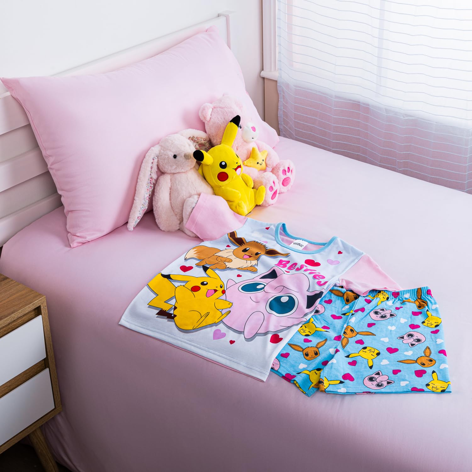 Pokémon Pigiama da bambina | Pigiama Pikachu & Eevie | Biancheria da notte in morbido cotone per ragazze | Pokemon regalo per ragazze