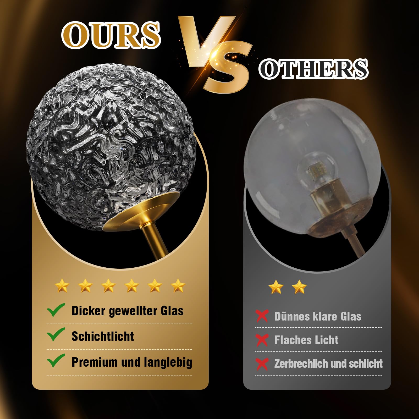 Moderne Gold Kronleuchter Mit 5 Klarglas Globe Pendelleuchten,Höhenverstellbar Hängeleuchte,Luxus Sputnik Kronleuchter für Esszimmer,Esstische,Küche