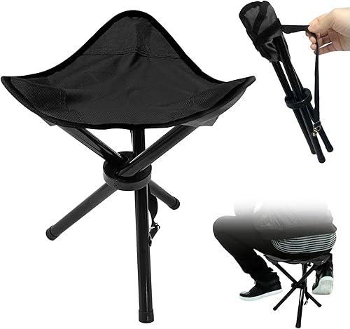 Taburete plegable de viaje, silla trípode de 14.6 pulgadas y peso máximo de 300 libras, silla de fiesta portátil para exteriores, sillas de pesca,