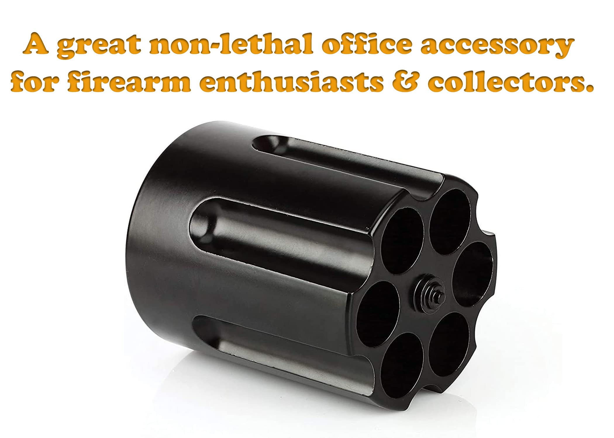 Caliber Gourmet Pen Holder & Paper Weight, Cast Aluminum Office Gift – Cool Pencil Holder for Desk Men, Funny Pen Stand, Gun Decor Accessory, Unique Vintage Desk Gadget