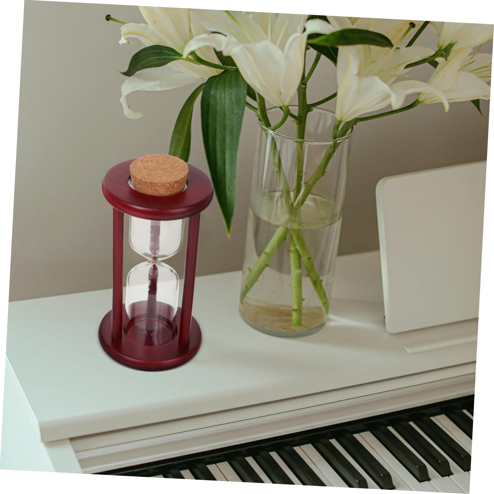 Marrón Reloj de Arena Rellenable DIY de Madera, y Vidrio Decoración