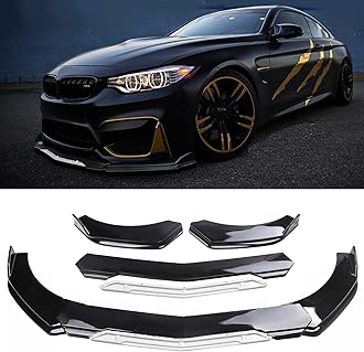 goodfitment Universal Front Lip for Car,Glossy Black Front Bumper Lip, ABS Adjustable Sharp Corner Front Bumper Lip Splitter Protector Replacement for Most Vehicle (Glossy Black w/White)