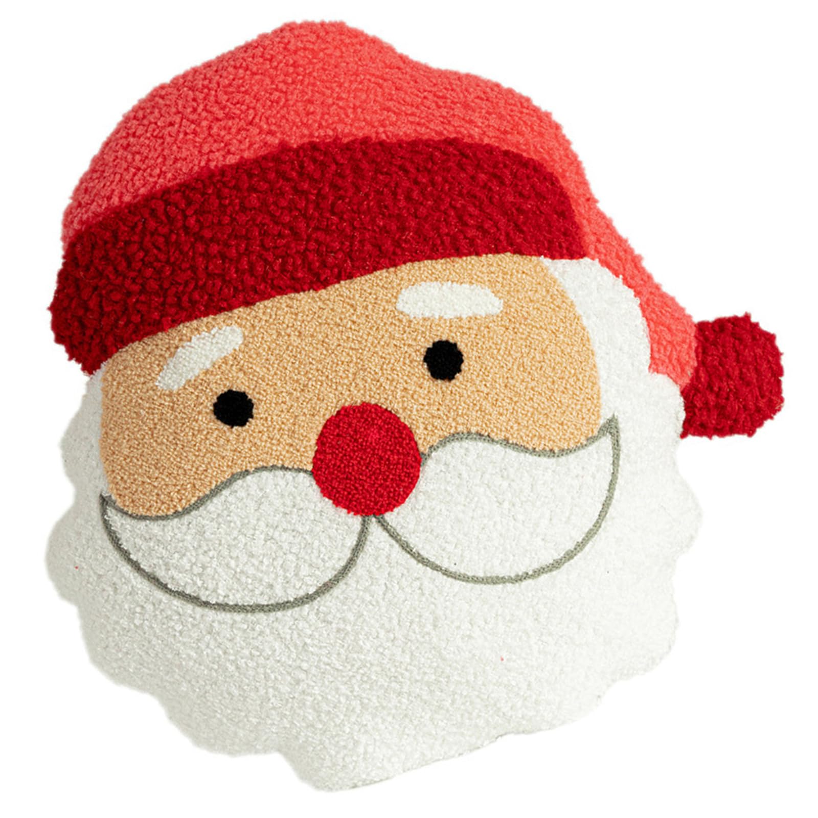 Buxuaaaa Festives Santa Furry Throw Pillow Cartoon Santa Hat Stuffed Cushion for Living Room Bedroom Holiday Sofa Decors Gift Furry Pillow