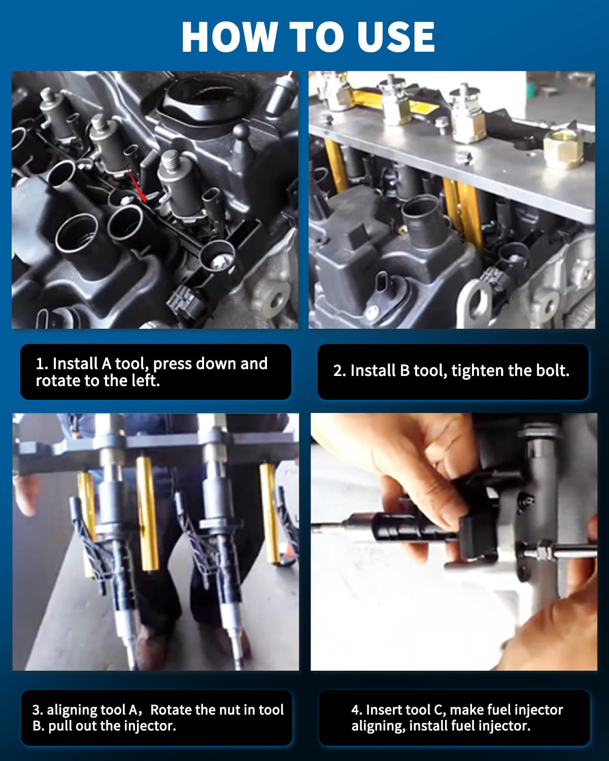 DPTOOL Estrattore iniettori, Kit di attrezzi per l'installazione della rimozione dell'iniettore del carburante per BMW B36 B38 B48