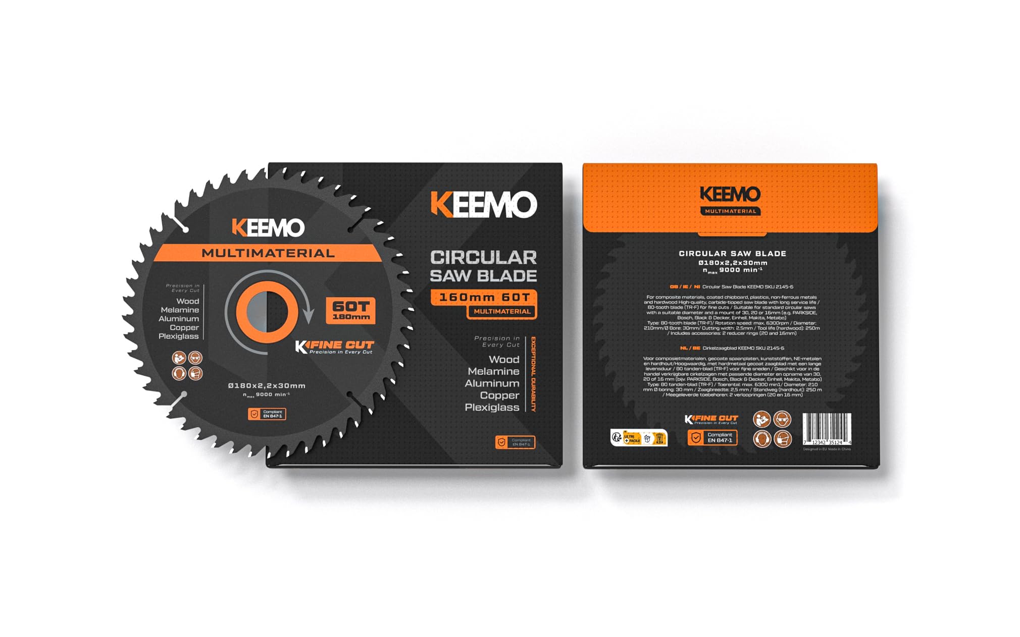 KEEMO Hoja Sierra Circular 165mm | Multimaterial | Corte Fino 2,0mm | Silenciosa & Antivibración | Madera, Laminados, PVC, Plásticos, Aluminio Fino | Aro 20→16mm Incluido