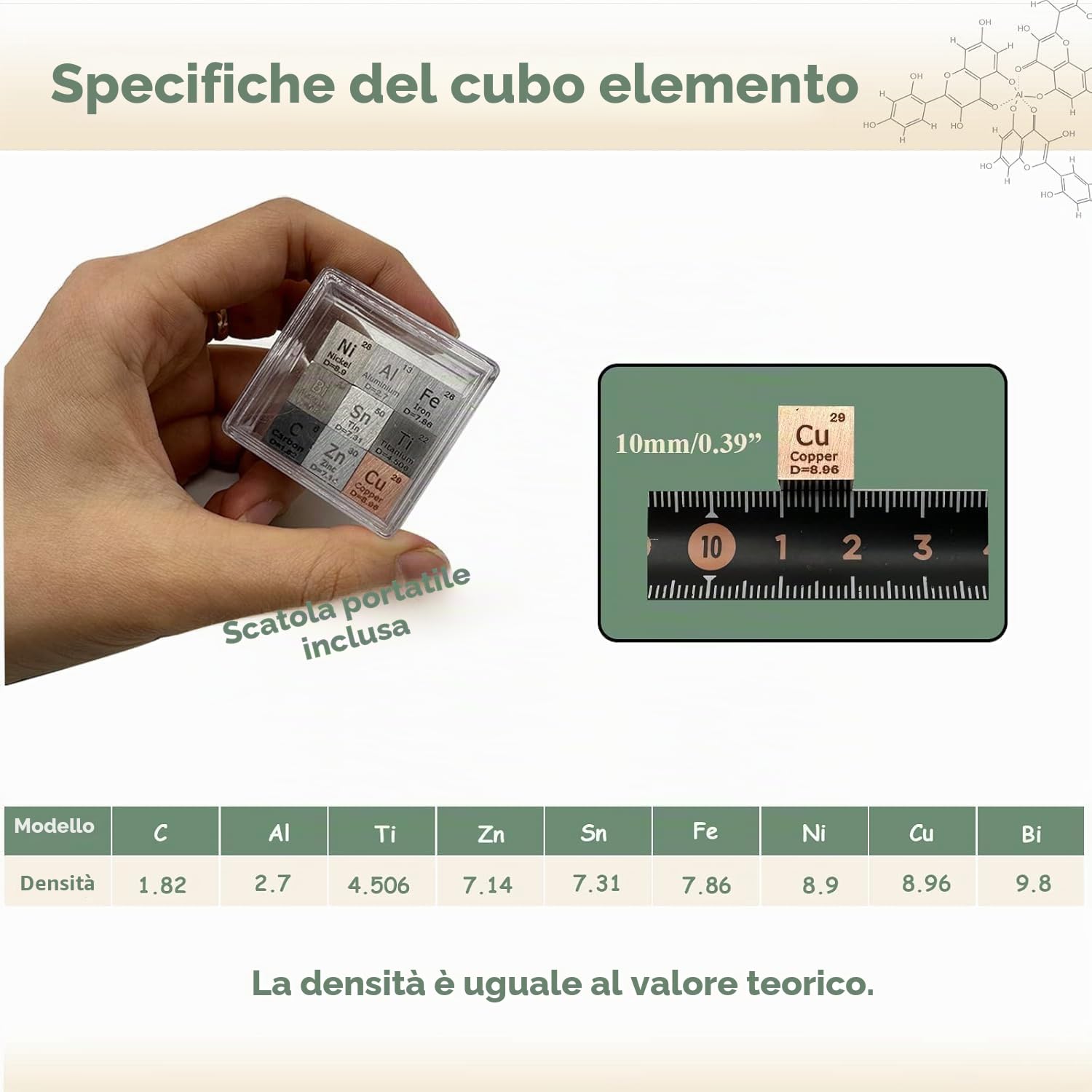 9pcs Set Cubo Elemento 10mm Densità Metal Cube Set Regalo | Fino A 99.99% Purezza, Per Gli Studenti Teacher Science Lover Collection, Strumento Di Insegnamento E Apprendimento