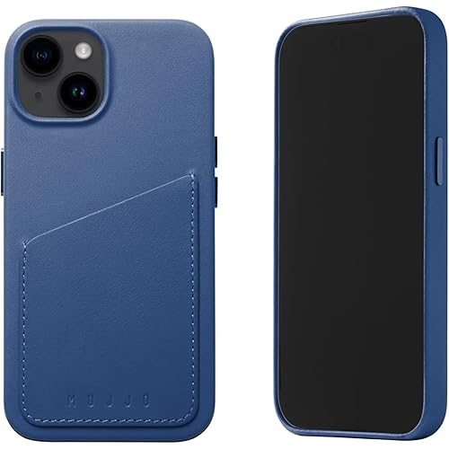 Mujjo Leather Wallet Phone Case - Fits iPhones 14 and 13 - Premium European Leather Case with Card Pocket - Enhanced Phone & Camera Lens Protection - Crafted with Recycled Material - Slim Profile