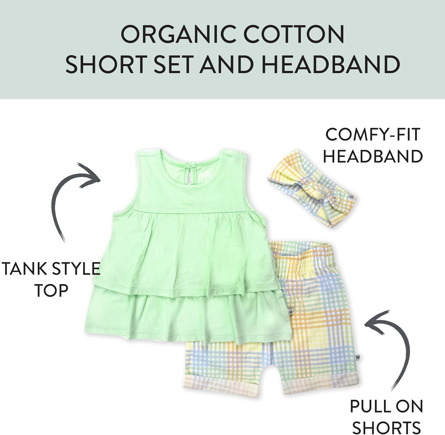3-Piece Top, Short and Headband Set for Baby Toddler Girls - Image 2