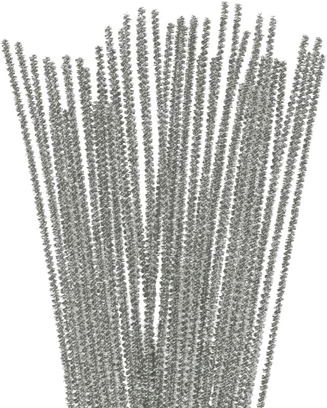 INNSPIRO Chenille Pipe Cleaners Metal Silver 6mm x 30cm Pack of 25